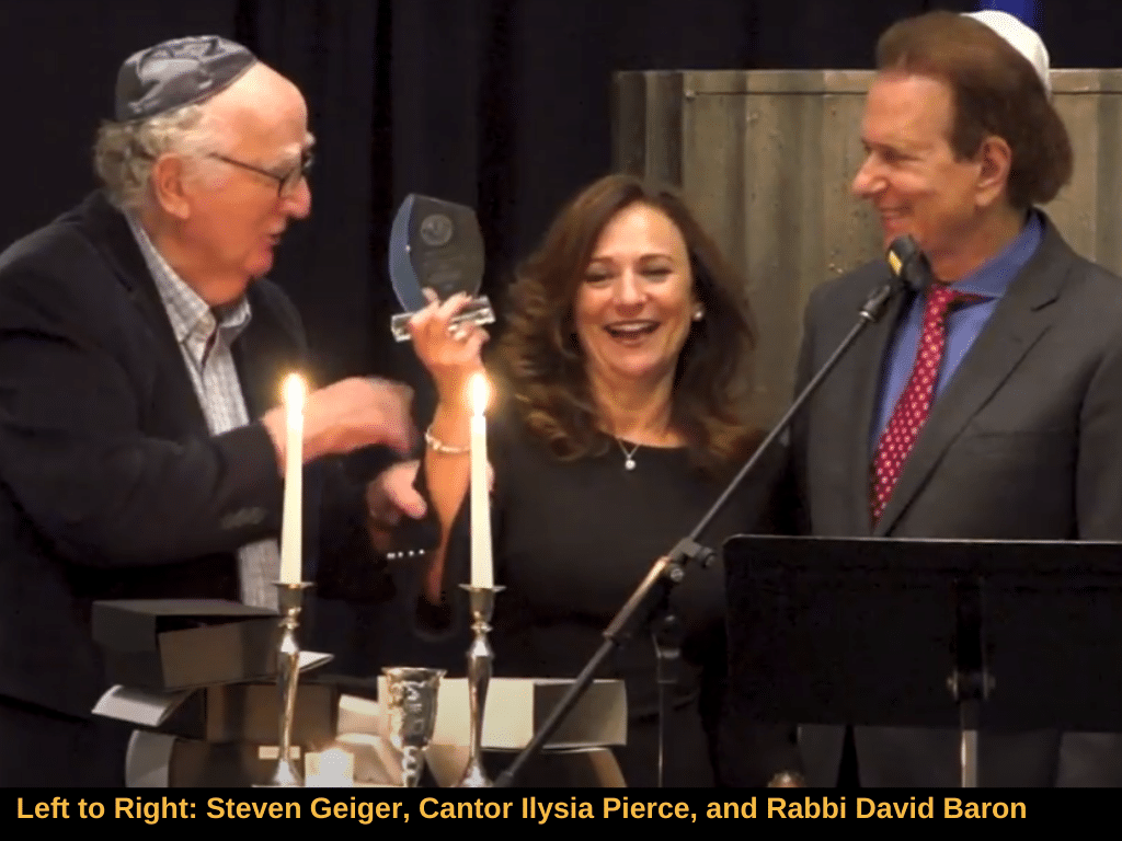 Left to Right: Steven Geiger, Cantor Ilysia Pierce, Rabbi David Baron